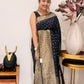 Black Georgette Saree with Brocade Border & Mirror Work