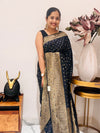 Black Georgette Saree with Brocade Border & Mirror Work