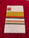 Traditional Kerala Cotton Saree with Lotus Motif & Golden Kasavu Border