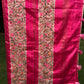 🌸 Semi-Tussar Saree with Intricate Floral Threadwork – Pink & Beige Elegance