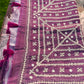 🌸 Linen Blend Ombre Saree with Handcrafted Kutch Work