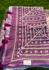 🌸 Linen Blend Ombre Saree with Handcrafted Kutch Work