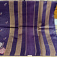 Violet Pure Tussar Silk Saree with Pink & Blue Floral Embroidery