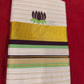 Traditional Kerala Cotton Saree with Lotus Motif & Golden Kasavu Border