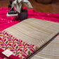 Elegant Sandal colour Semi-Tussar Saree with Botanical Border