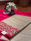 Elegant Sandal colour Semi-Tussar Saree with Botanical Border