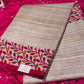 Elegant Sandal colour Semi-Tussar Saree with Botanical Border