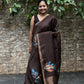 Silk linen saree with tulip prints