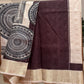 Off-White Semi Tussar Saree with Mandala Art & Coffee Brown Blouse