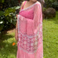 Blush Pink Block Print Chiffon Saree