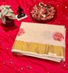 Elegant Kerala  Cotton Saree with Embroidered Floral Motifs