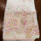 White Organza Blend Saree with Pastel Floral print and thread work