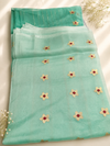 Aqua Petals – Kora Silk Saree
