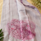 Lilac Bloom Fancy Linen Saree