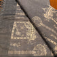 Chanderi cotton saree -Grey Black with Palace & Bird Motifs