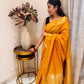 Mango Yellow Georgette Saree with Brocade Border