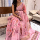 Linen Silk Saree with Floral Elegance