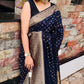 Black Georgette Saree with Brocade Border & Mirror Work
