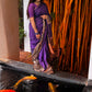 Violet Georgette Saree with Hand Block Printed Border