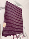 Deep Wine Fancy Cotton Saree with Intricate Linear Motifs