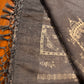 Chanderi cotton saree -Grey Black with Palace & Bird Motifs