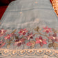 Satin-Cotton Mix Saree with Floral Threadwork