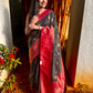 Black georgette saree with red border