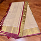 Ready-to-Wear Tissue Kerala Cotton Saree with Golden Stripes – Available in Multiple Colours