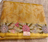 Golden Kota Tissue Saree with Floral Woven Border
