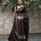 Silk linen saree with tulip prints