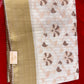 White Chanderi Cotton Saree with Floral Embroidery & Golden Border