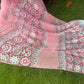 Blush Pink Block Print Chiffon Saree