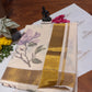 Kerala cotton saree with Floral print in Lavender shade