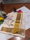Kerala cotton saree with Floral print in Lavender shade