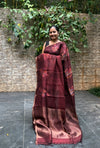 Silk linen saree with tulip prints