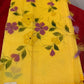 Bright Yellow Supernet Floral Print Saree