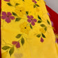 Bright Yellow Supernet Floral Print Saree