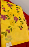 Bright Yellow Supernet Floral Print Saree