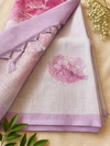 Lilac Bloom Fancy Linen Saree