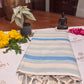 Kerala cotton saree with serene blue stripes and silver zari border