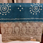 Teal Blue Semitussar Saree with Beige Embroidered Border & Bandhani Design