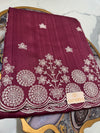 Semitussar saree with white embroidery work