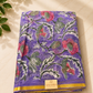 Lavender Bloom – Floral Block Print Chiffon Saree
