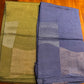 Tissue Organza Blend Saree with Zari Block Weave-Blue and Olive green