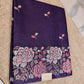 Violet Pure Tussar Silk Saree with Pink & Blue Floral Embroidery