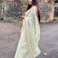 Kota Saree in Pastel Green with Floral Embroidery