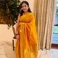 Mango Yellow Georgette Saree with Brocade Border