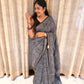 Chanderi Kotta Saree in Indigo Blue with White Floral Block Print