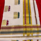 Kerala cotton saree featuring golden thread weaving  lotus