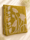 Olive Lotus Whisper – Chanderi Appliqué Saree